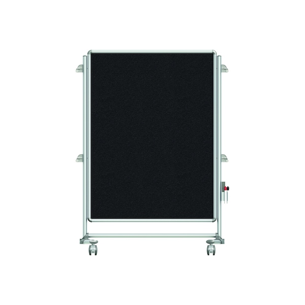 Partition Mobile 2-Sided Fabric Bulletin Board, 46"H x 34"W, Black